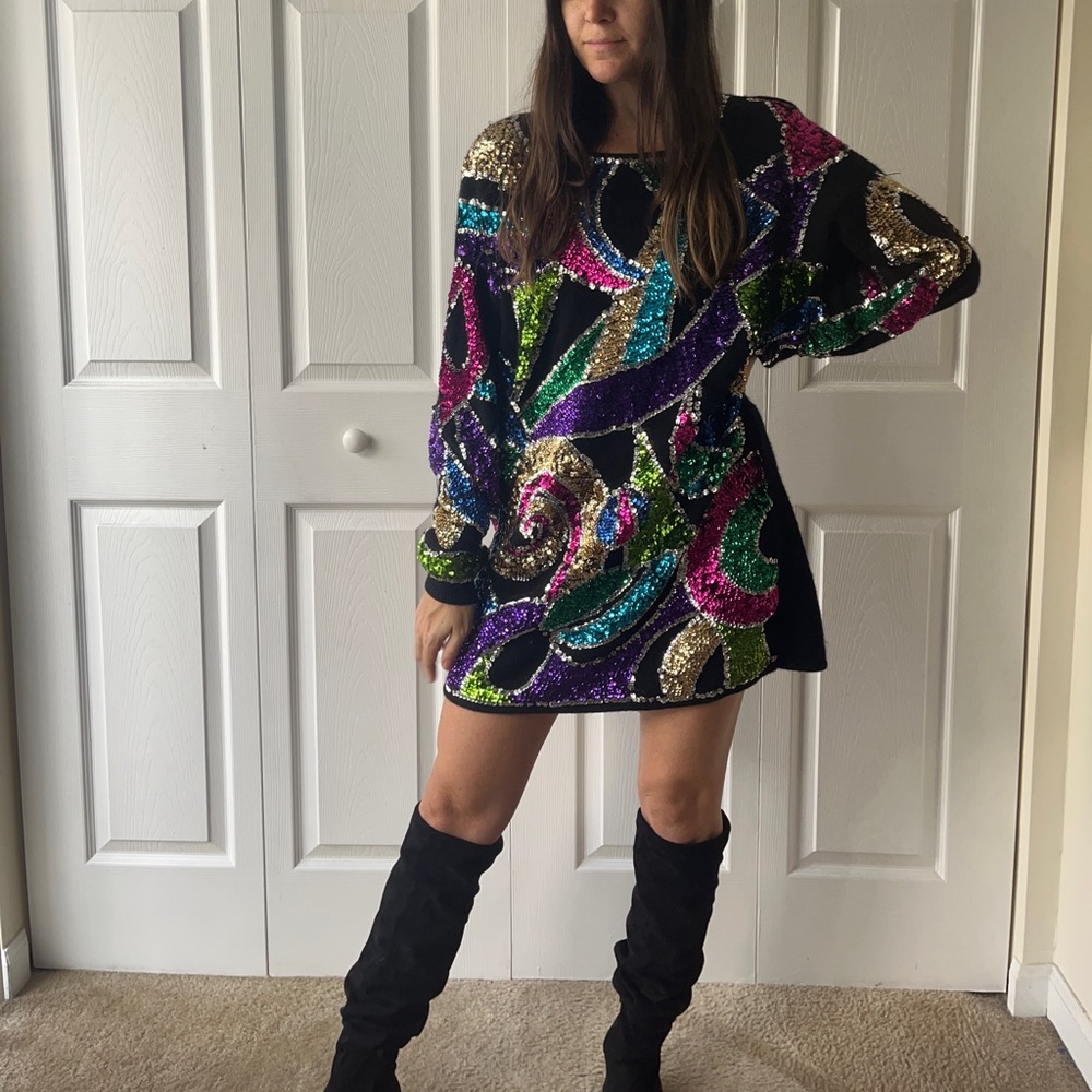 Vintage sequin sweater dress
